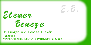 elemer bencze business card